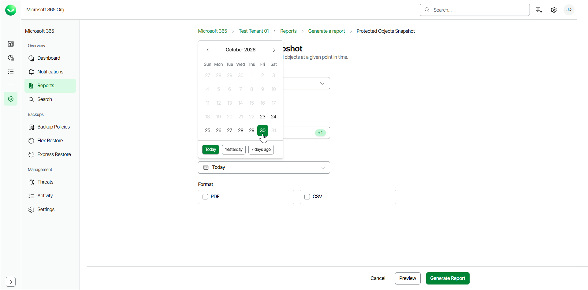 Protected Objects Snapshot Report
