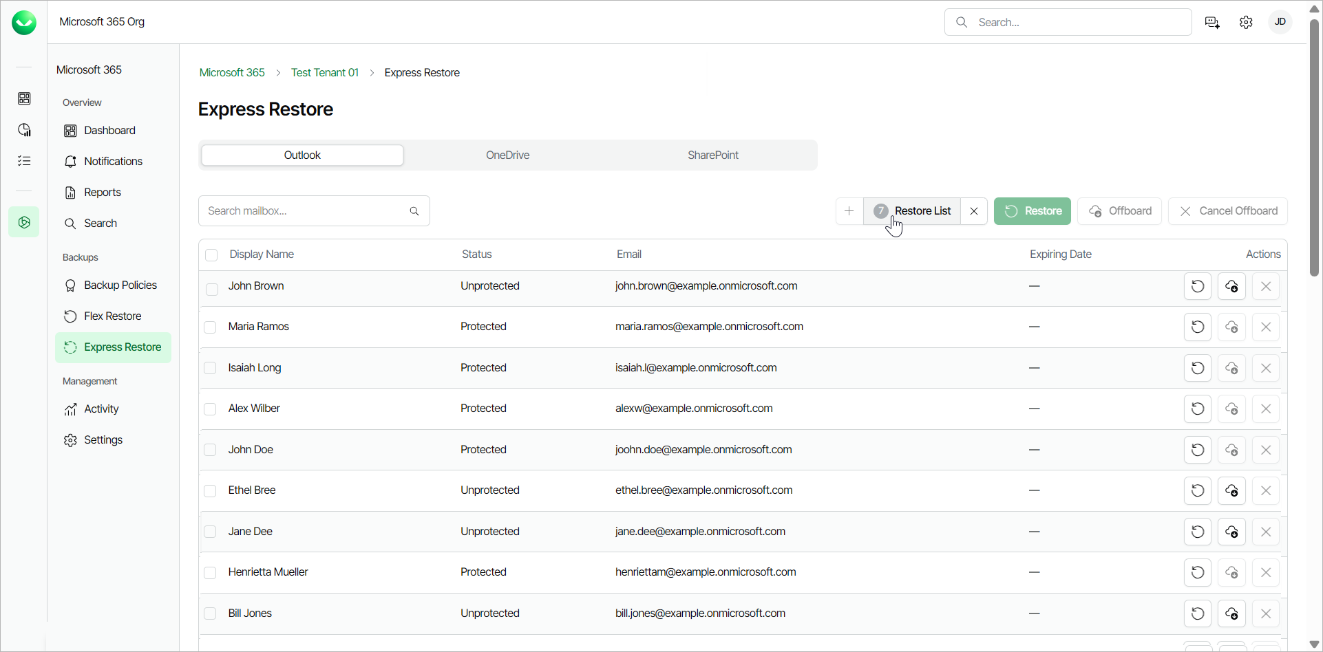 Performing Bulk Restore