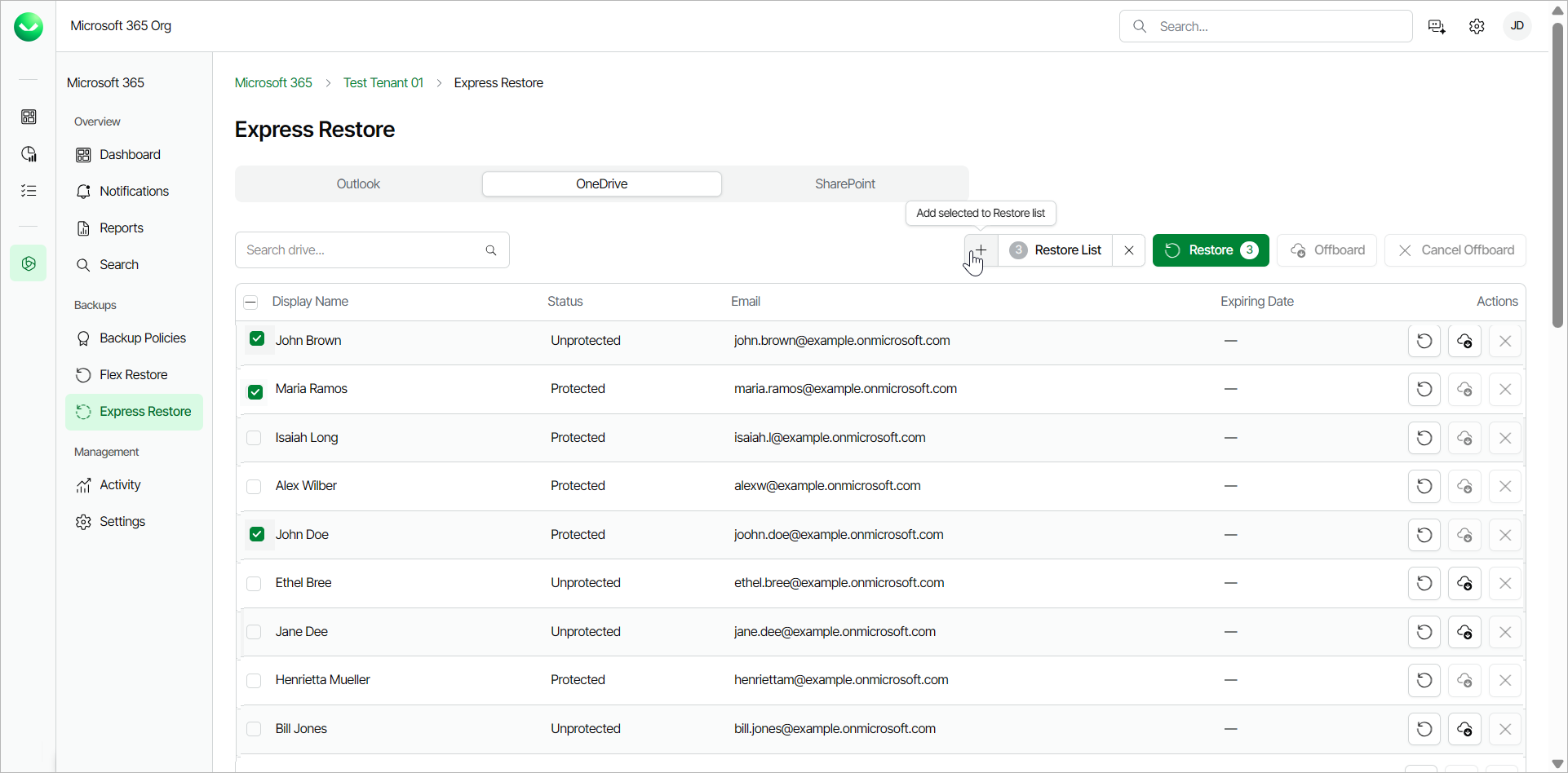 Performing Bulk Restore