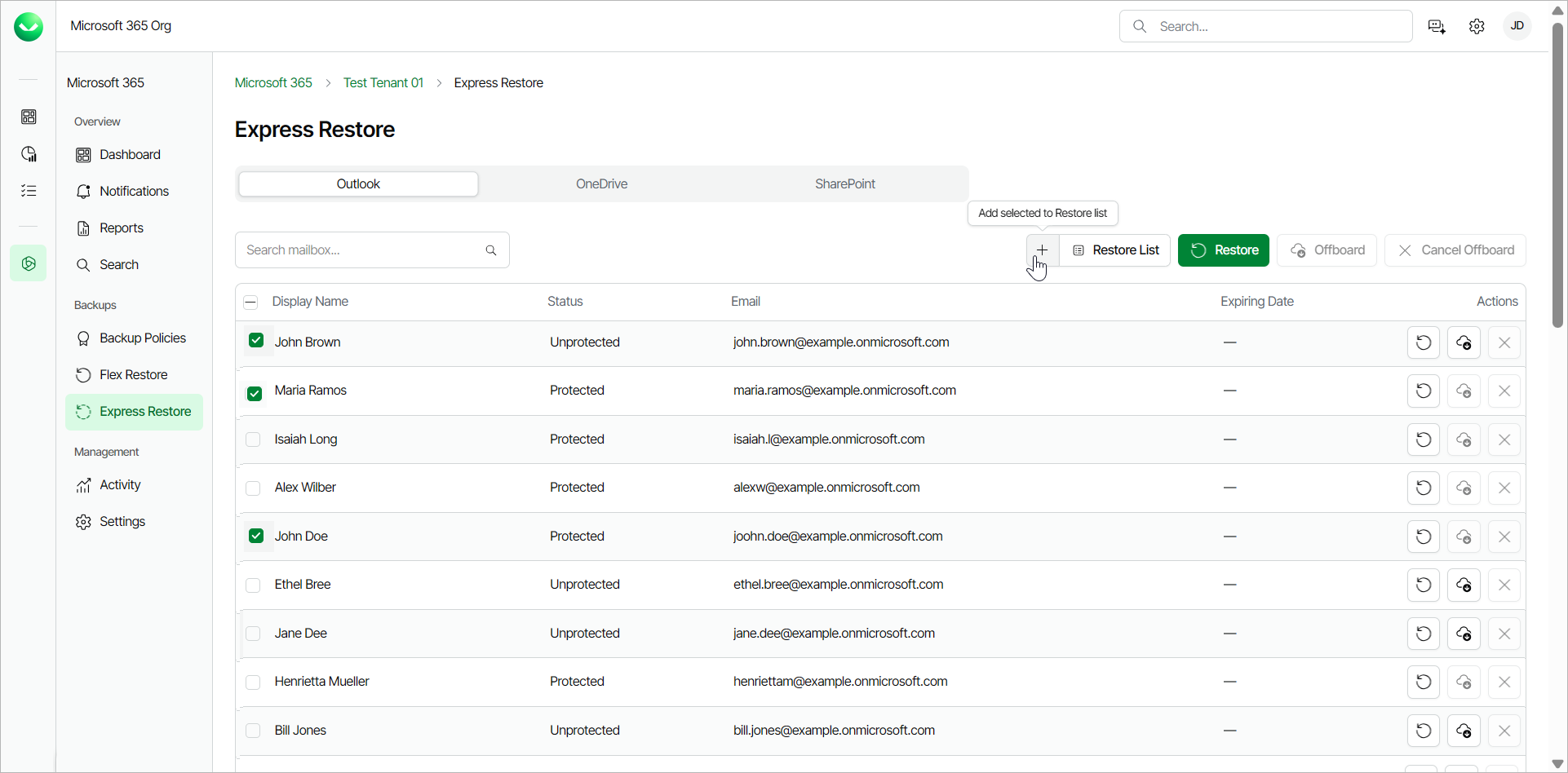 Performing Bulk Restore