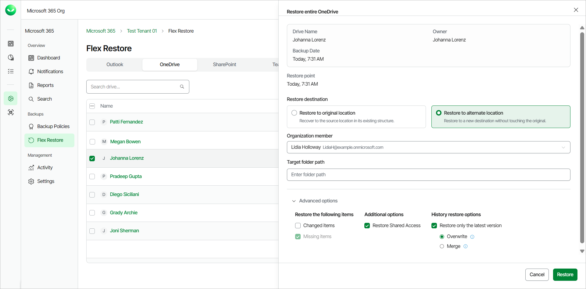 Restoring Entire OneDrive