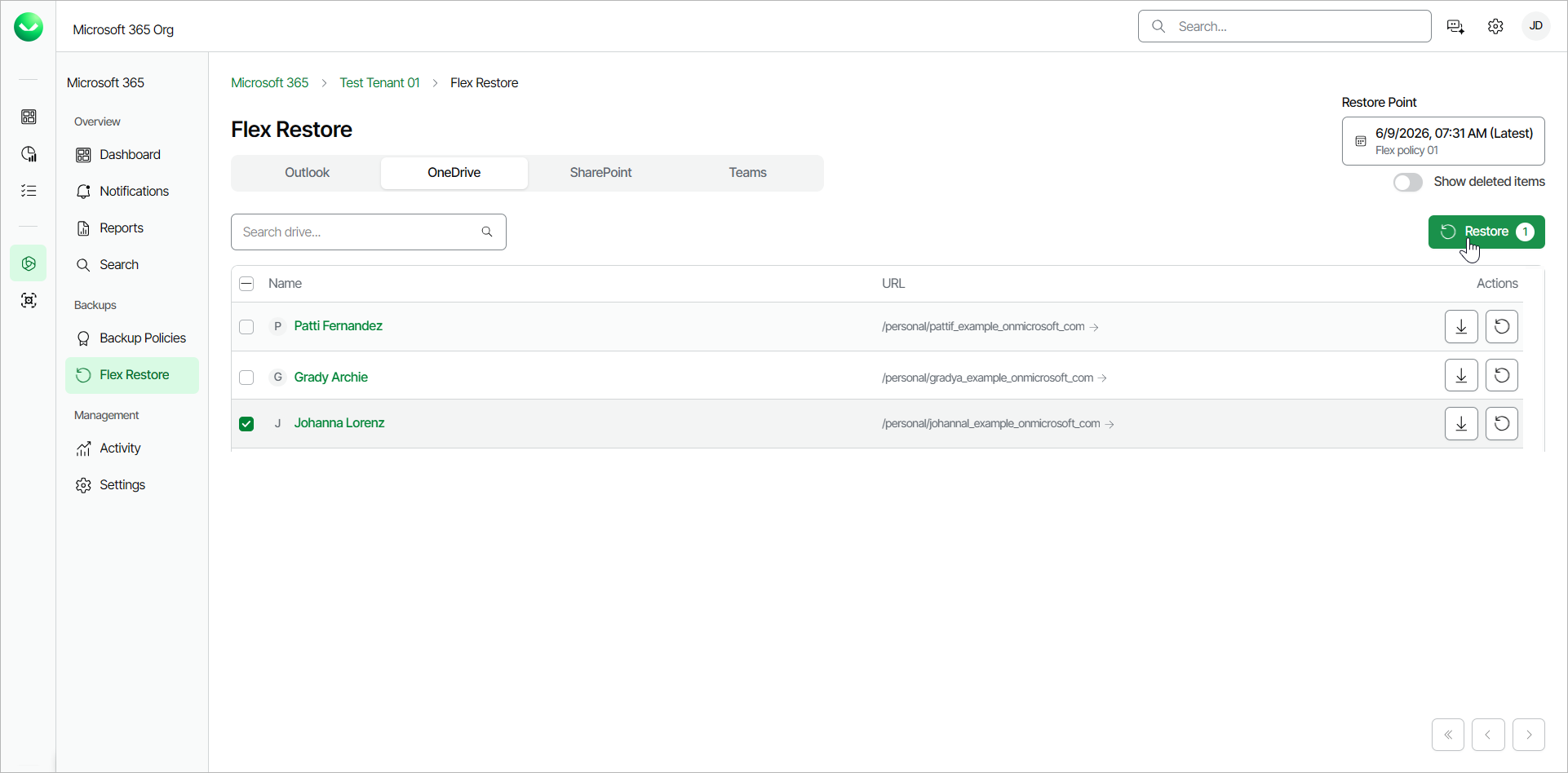 Restoring Entire OneDrive