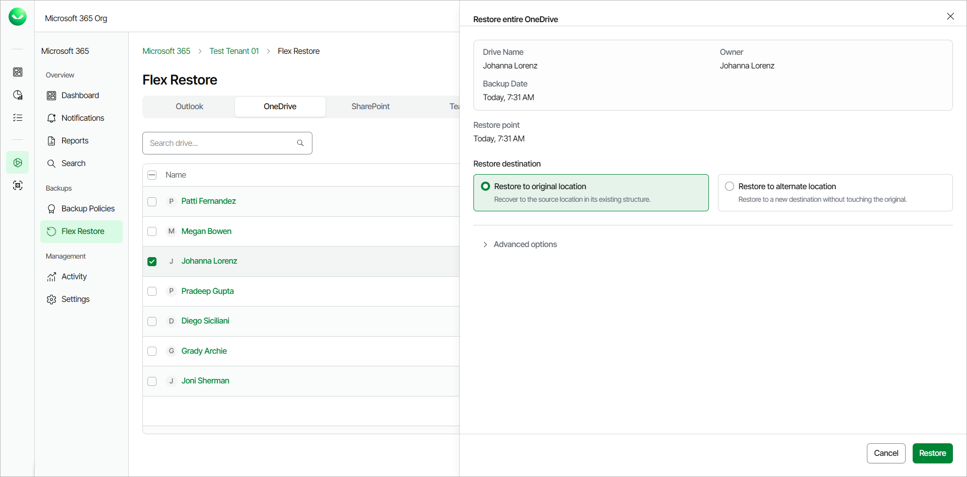 Restoring Entire OneDrive