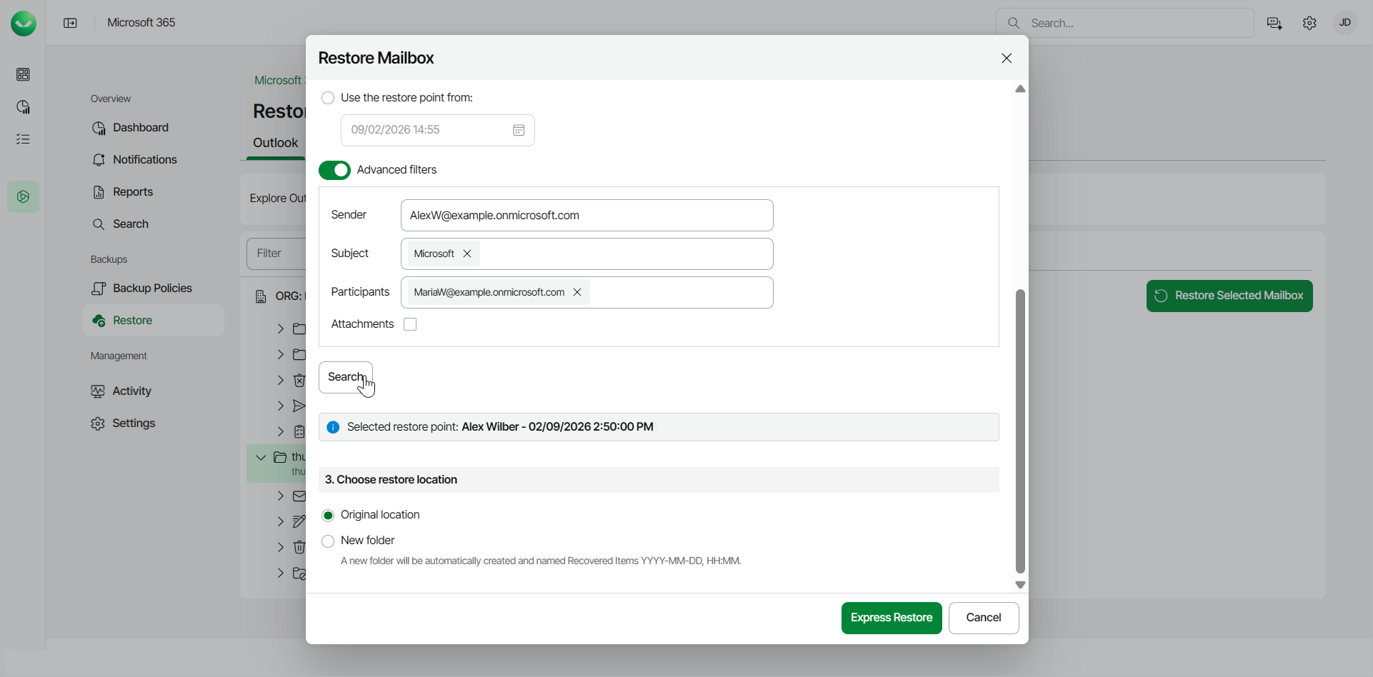 Restoring Outlook Mailbox