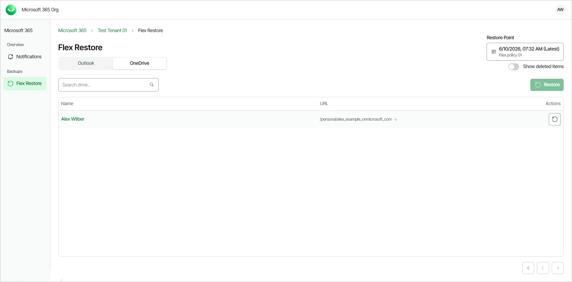 Restoring OneDrive Data