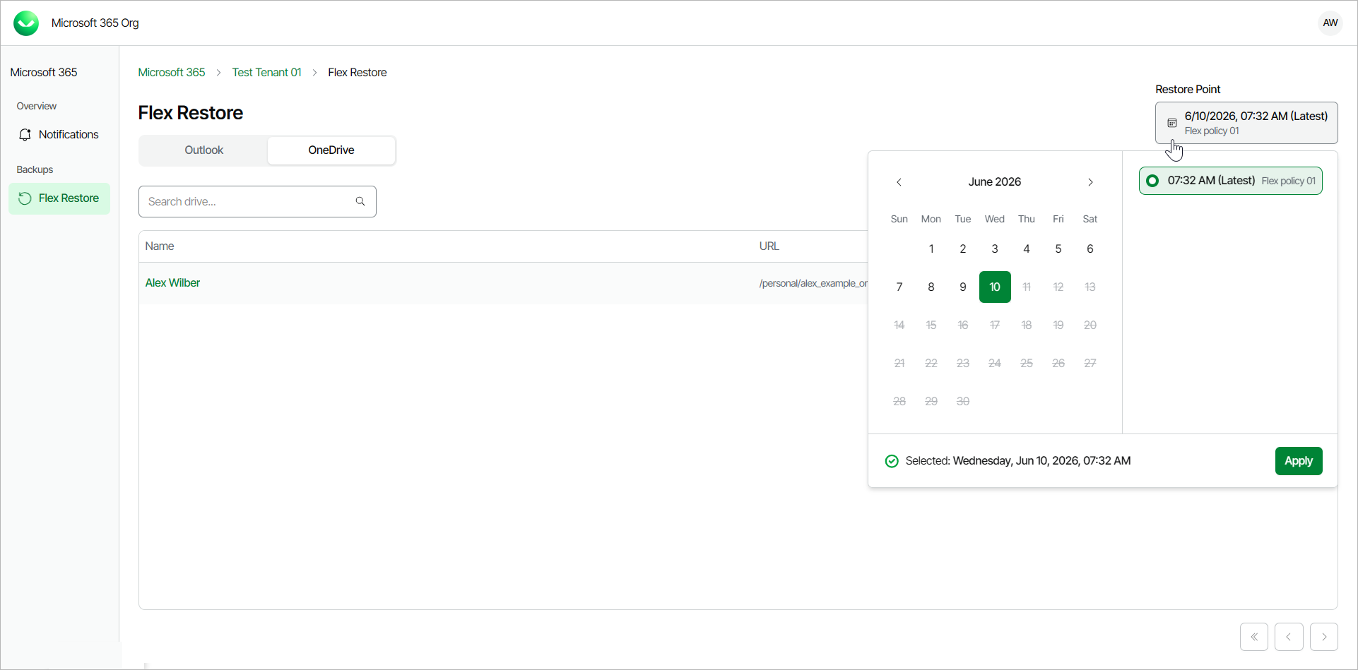 Restoring OneDrive Data