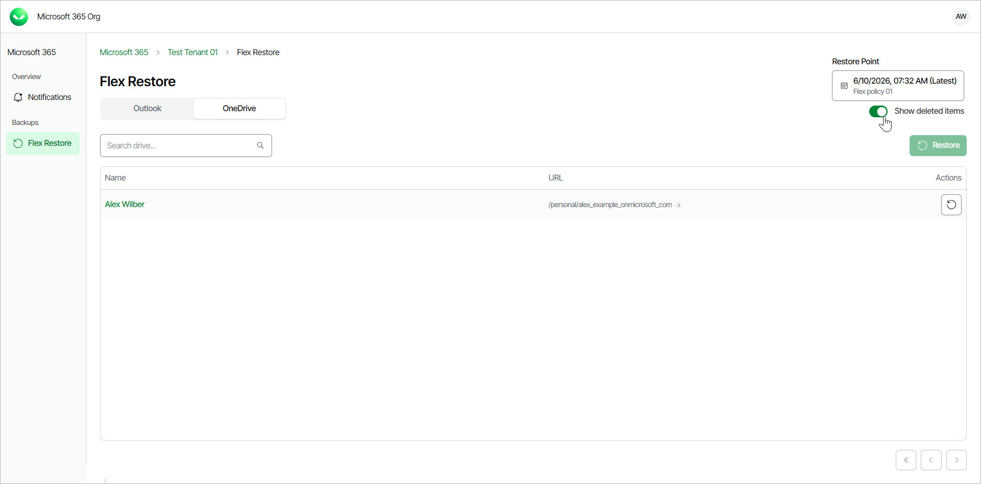 Restoring OneDrive Data