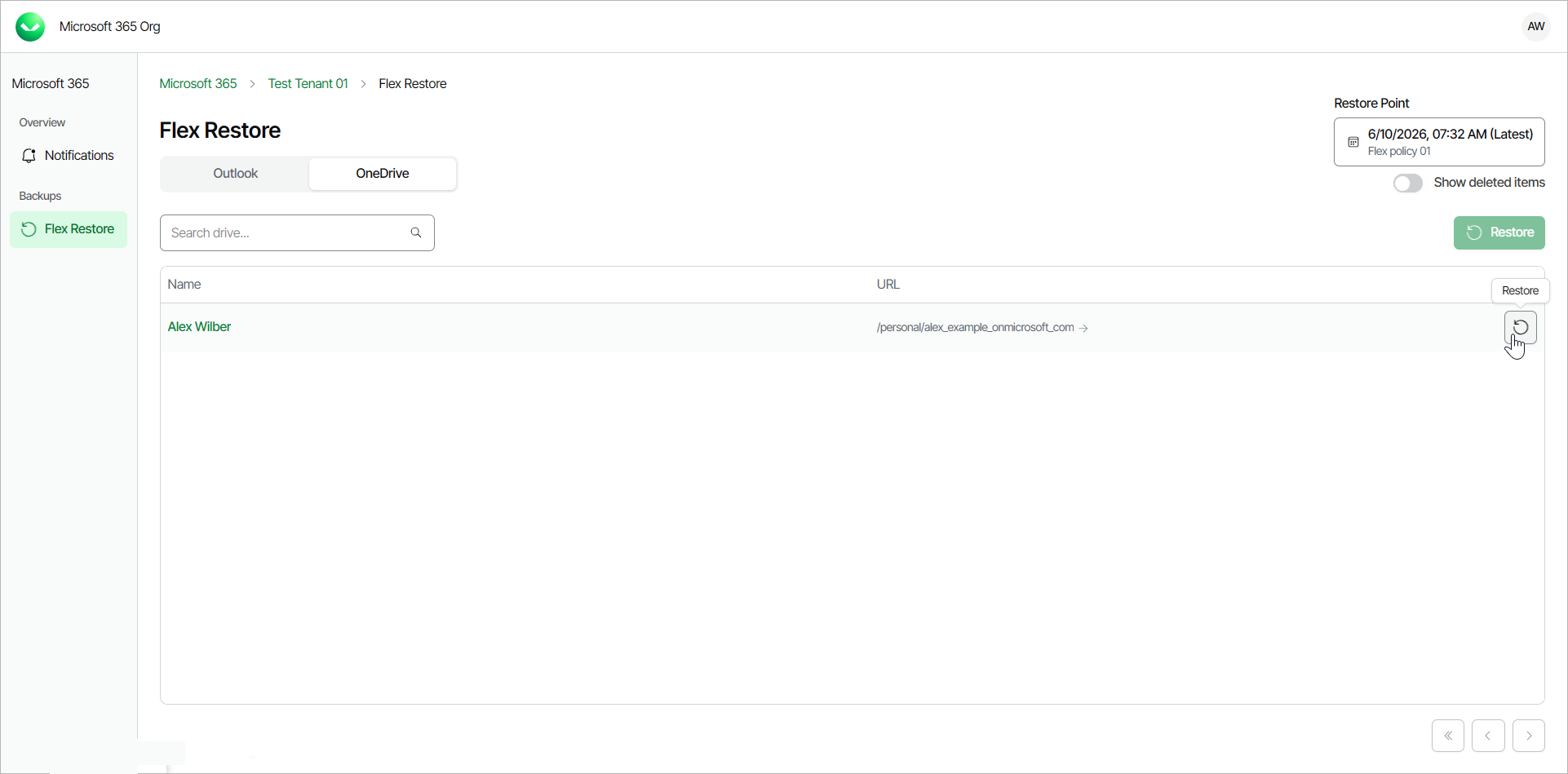Restoring OneDrive Data