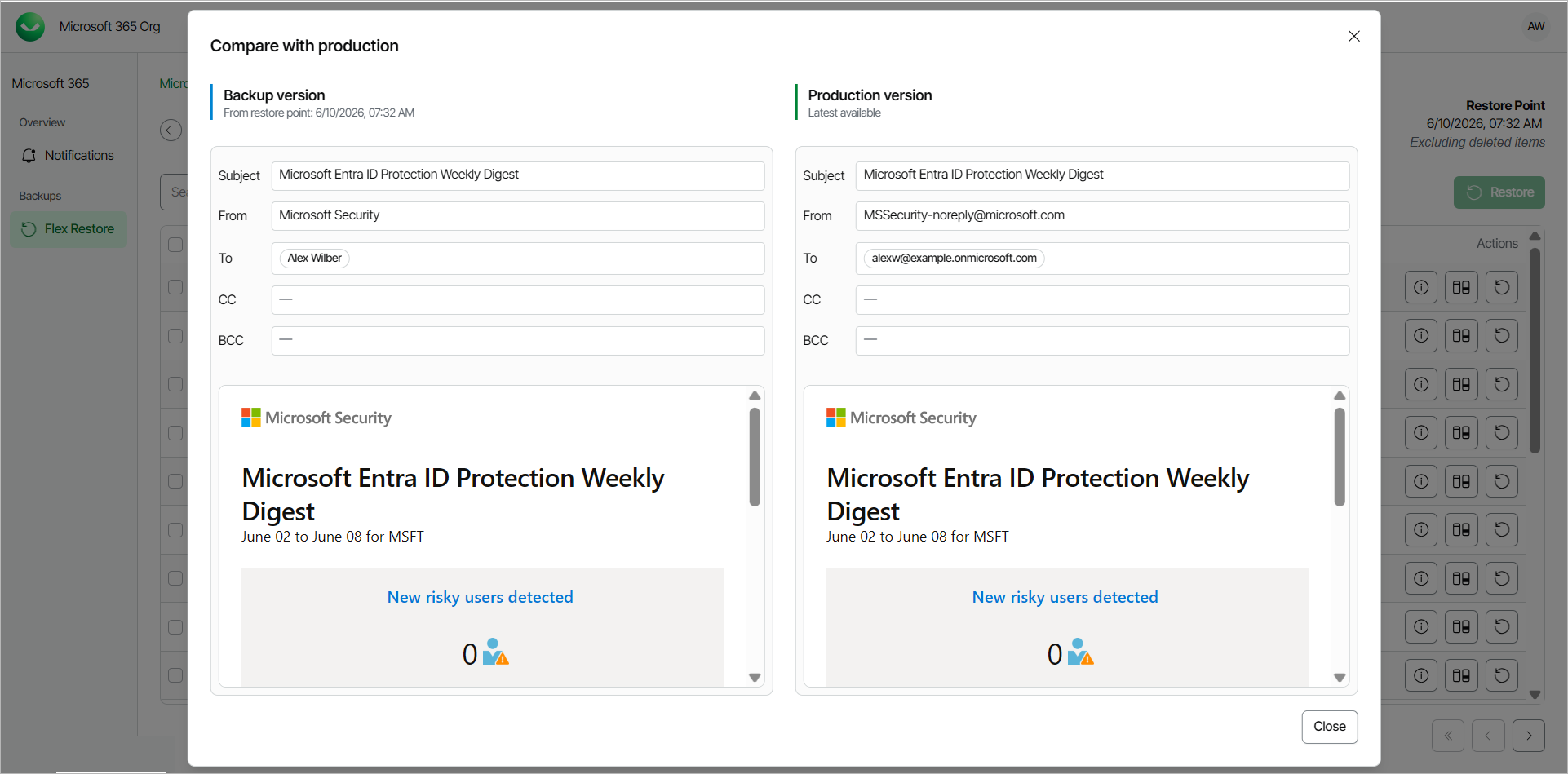 Comparing Outlook Email With Production