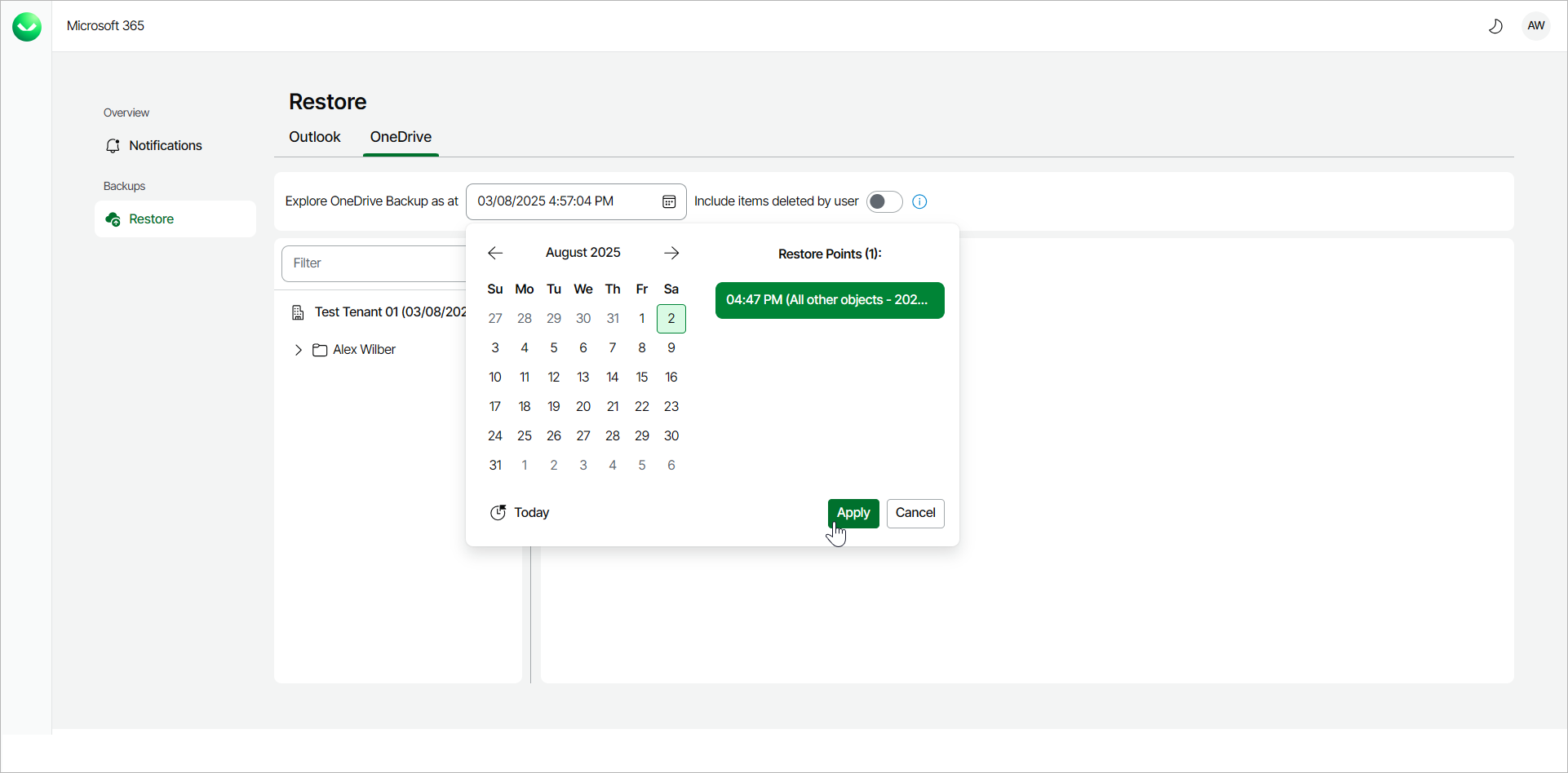 Restoring OneDrive Data