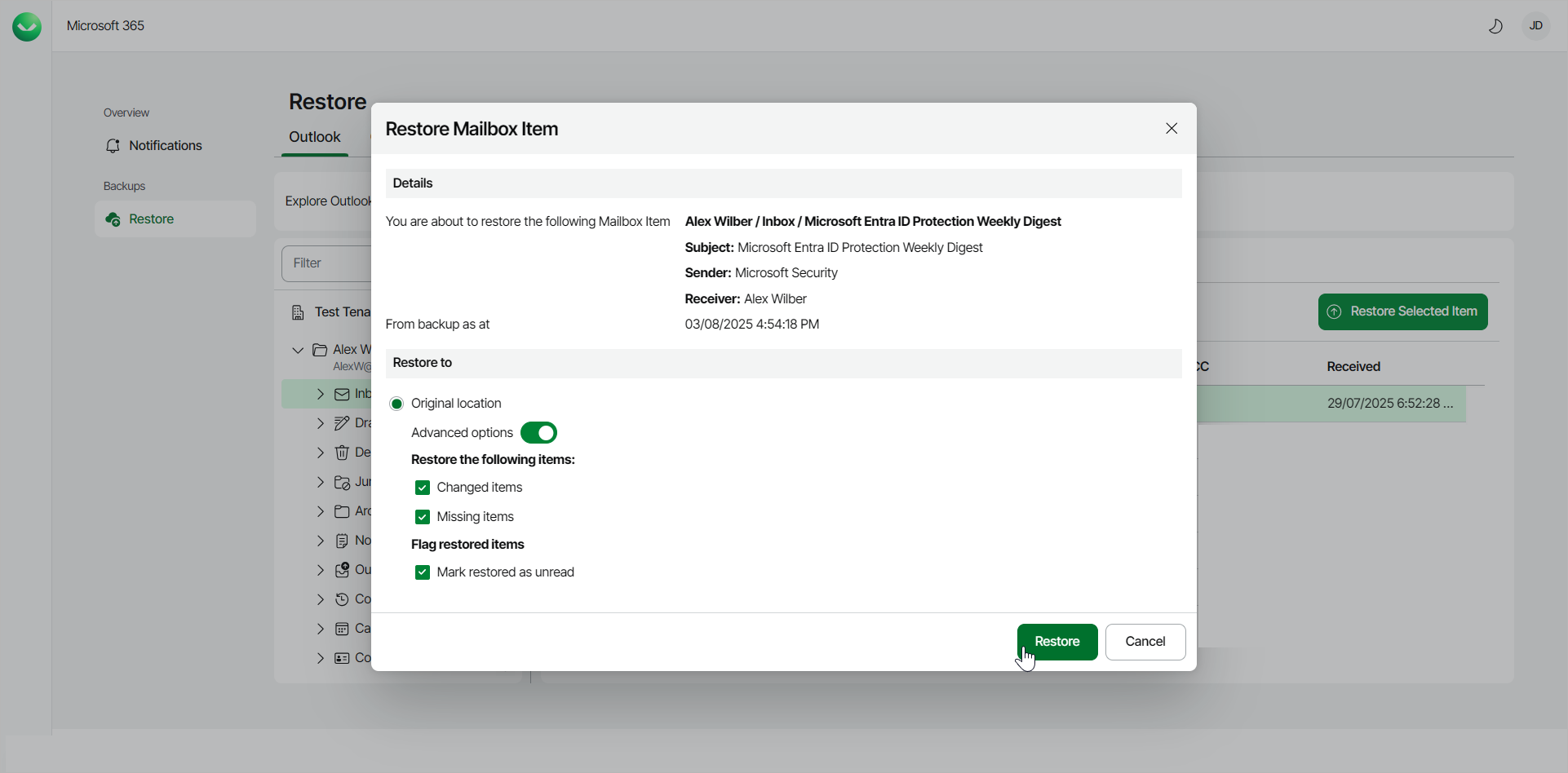 Restoring Outlook Data