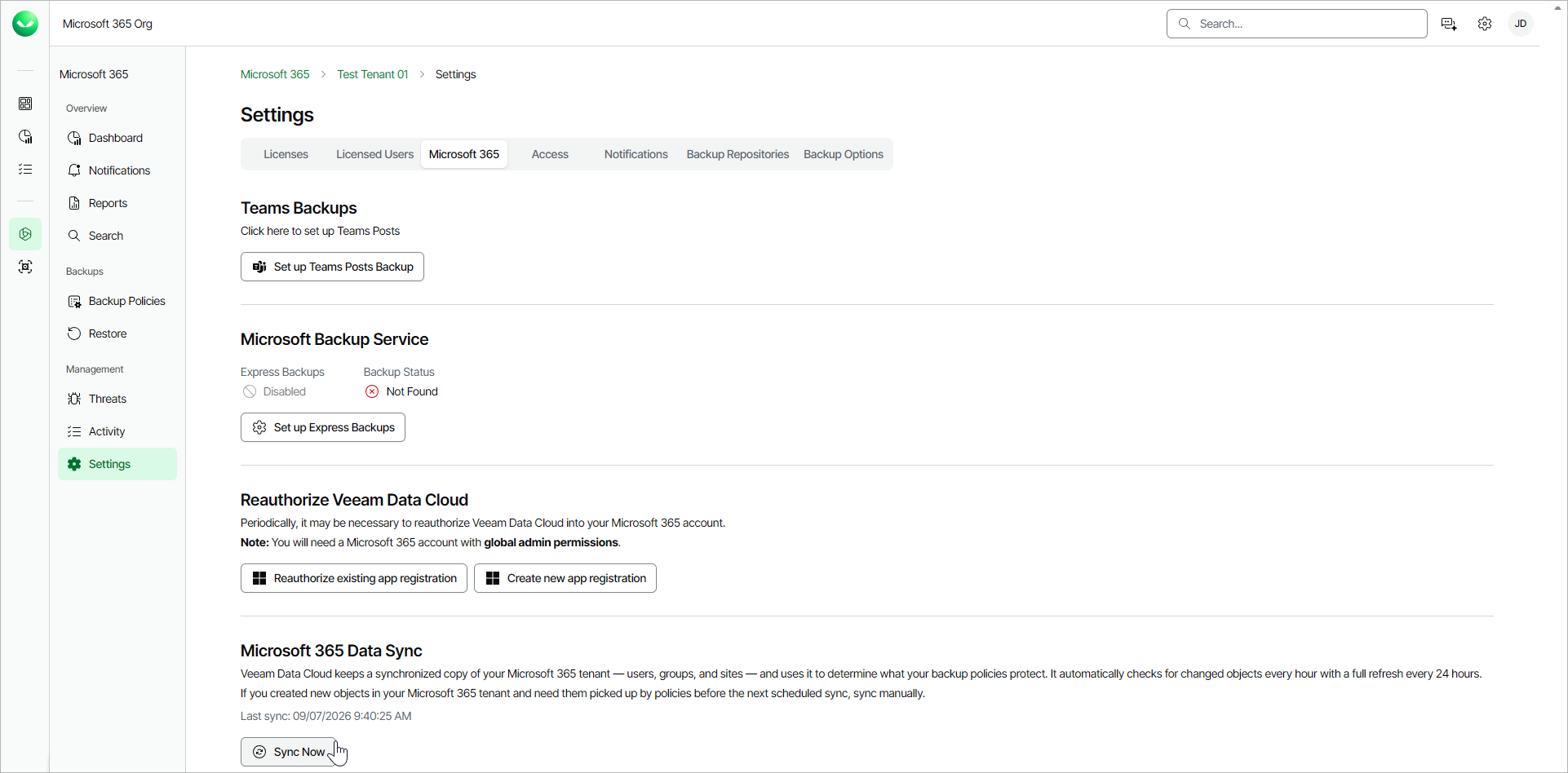 Syncing Microsoft 365 Data