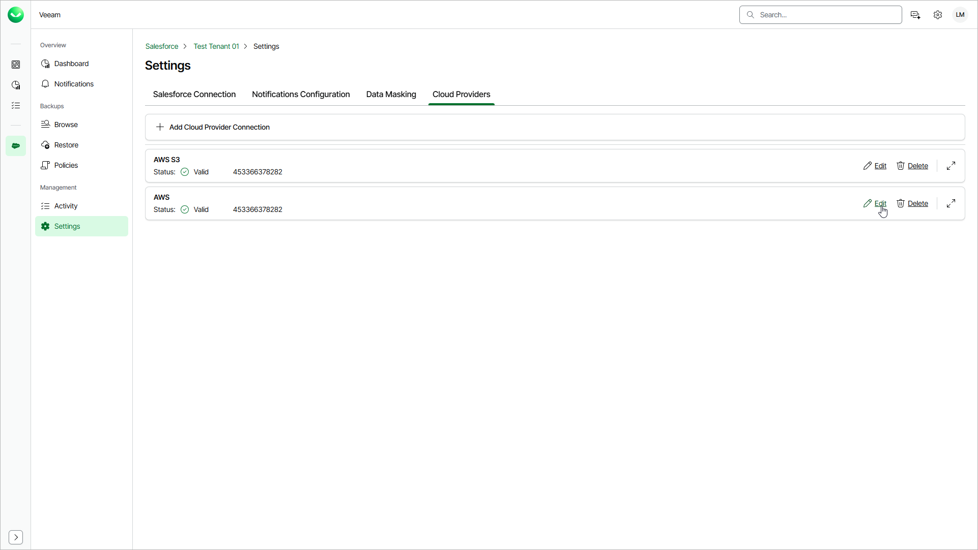 Editing AWS KMS Connection