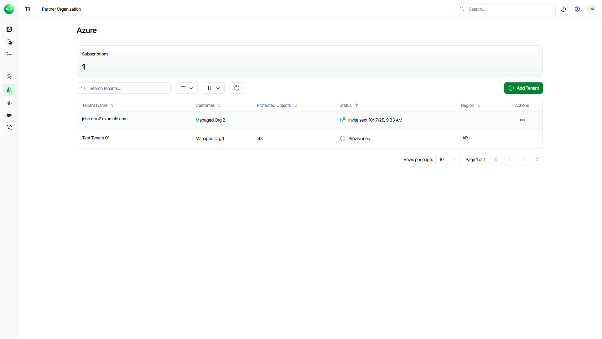 Viewing Microsoft Azure Tenants
