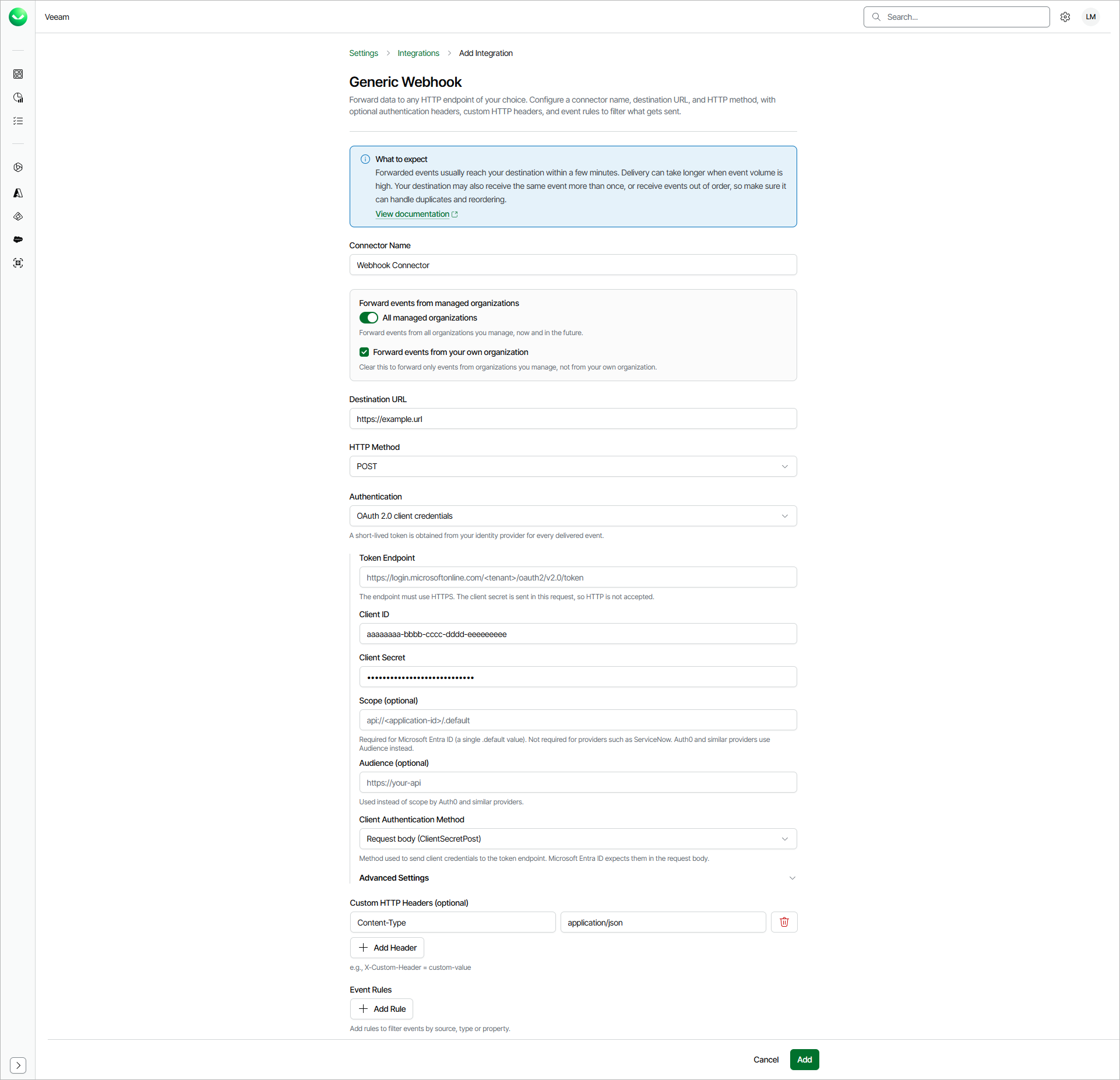 Adding Generic Webhook Integration