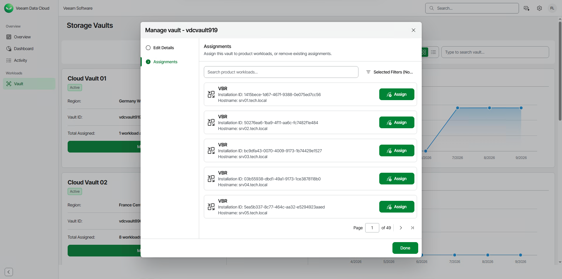 Assigning Storage Vaults