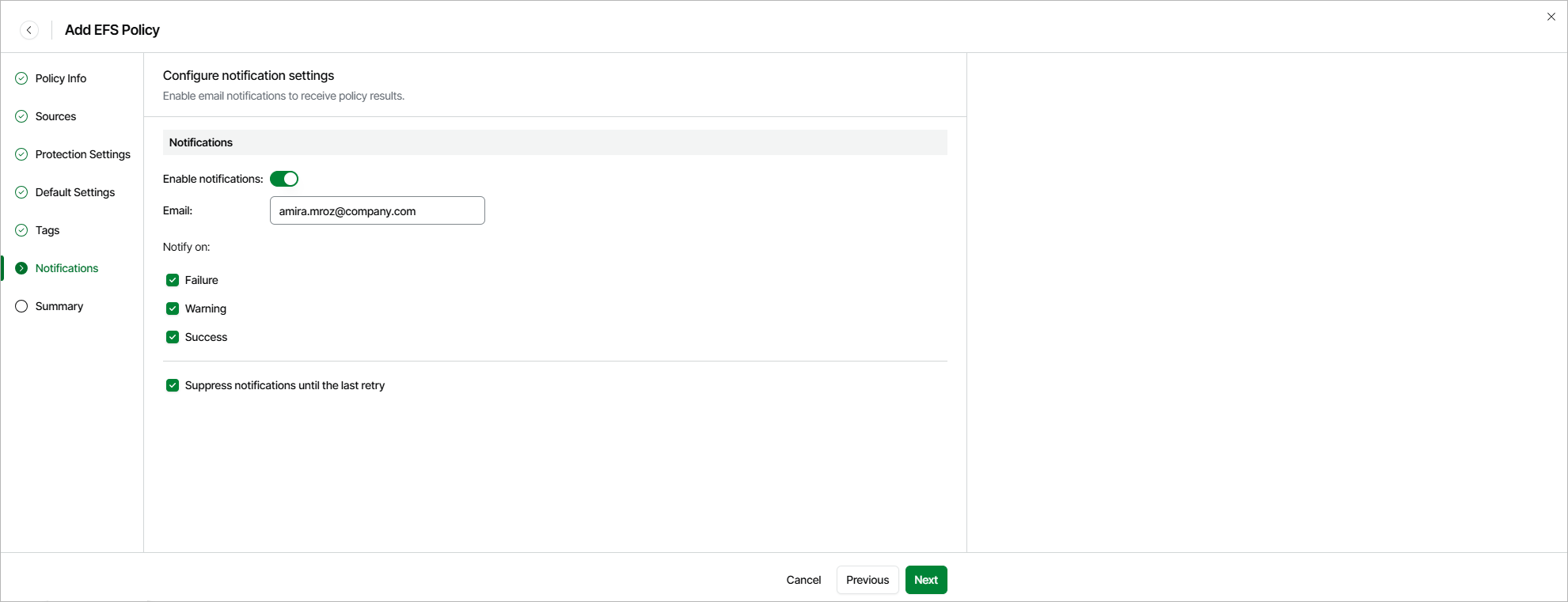 Specify Notification Settings