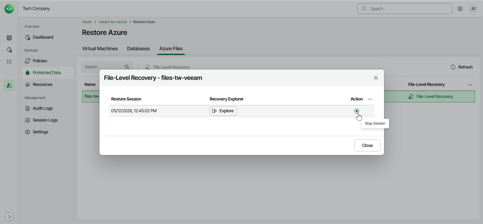 Step 6. Review and Stop Restore Session