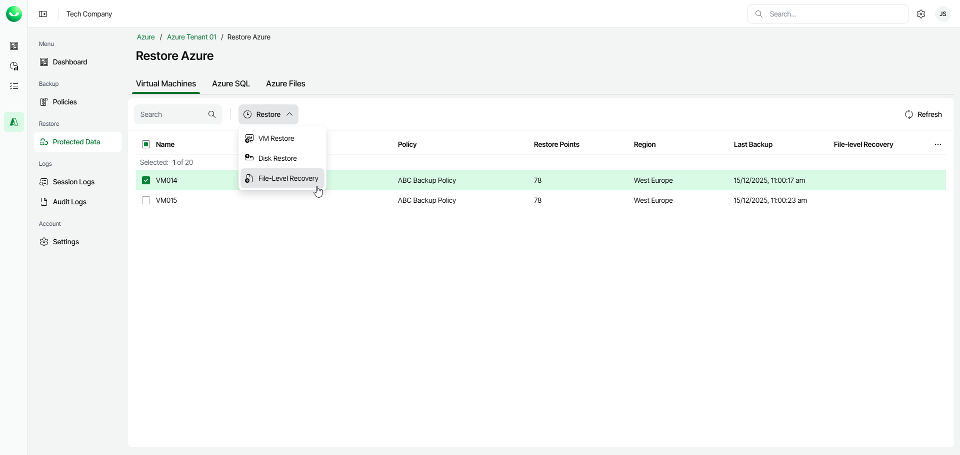 Launch File-Level Recovery Wizard
