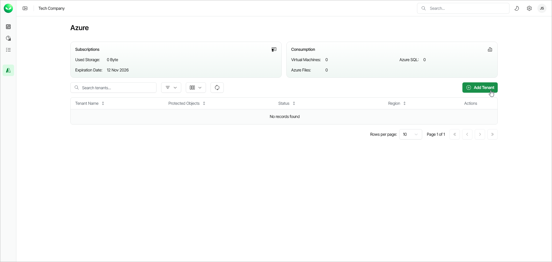 Step 1. Launch Add Azure Tenant Wizard
