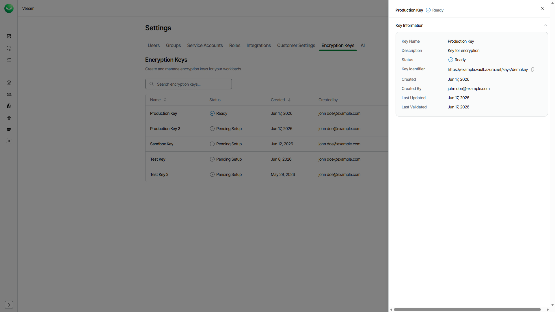 Viewing Encryption Key Details