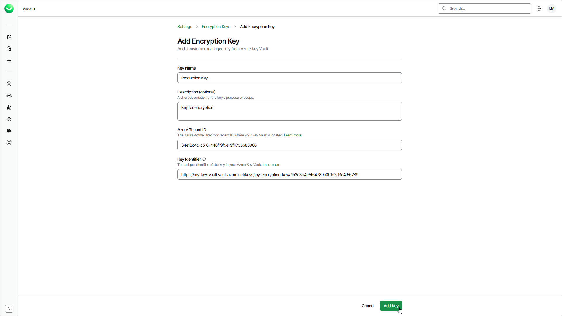 Adding Encryption Keys