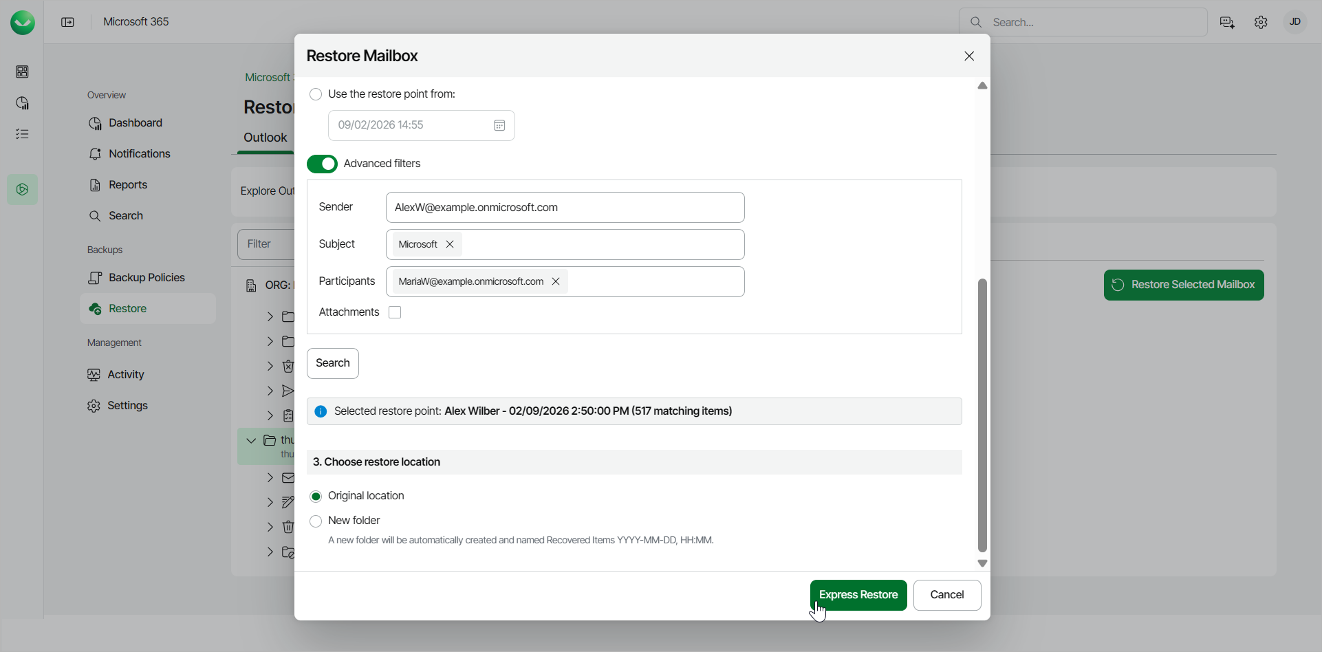 Restoring Outlook Mailbox