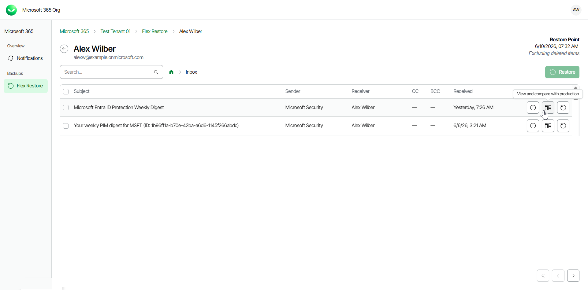 Comparing Outlook Email With Production