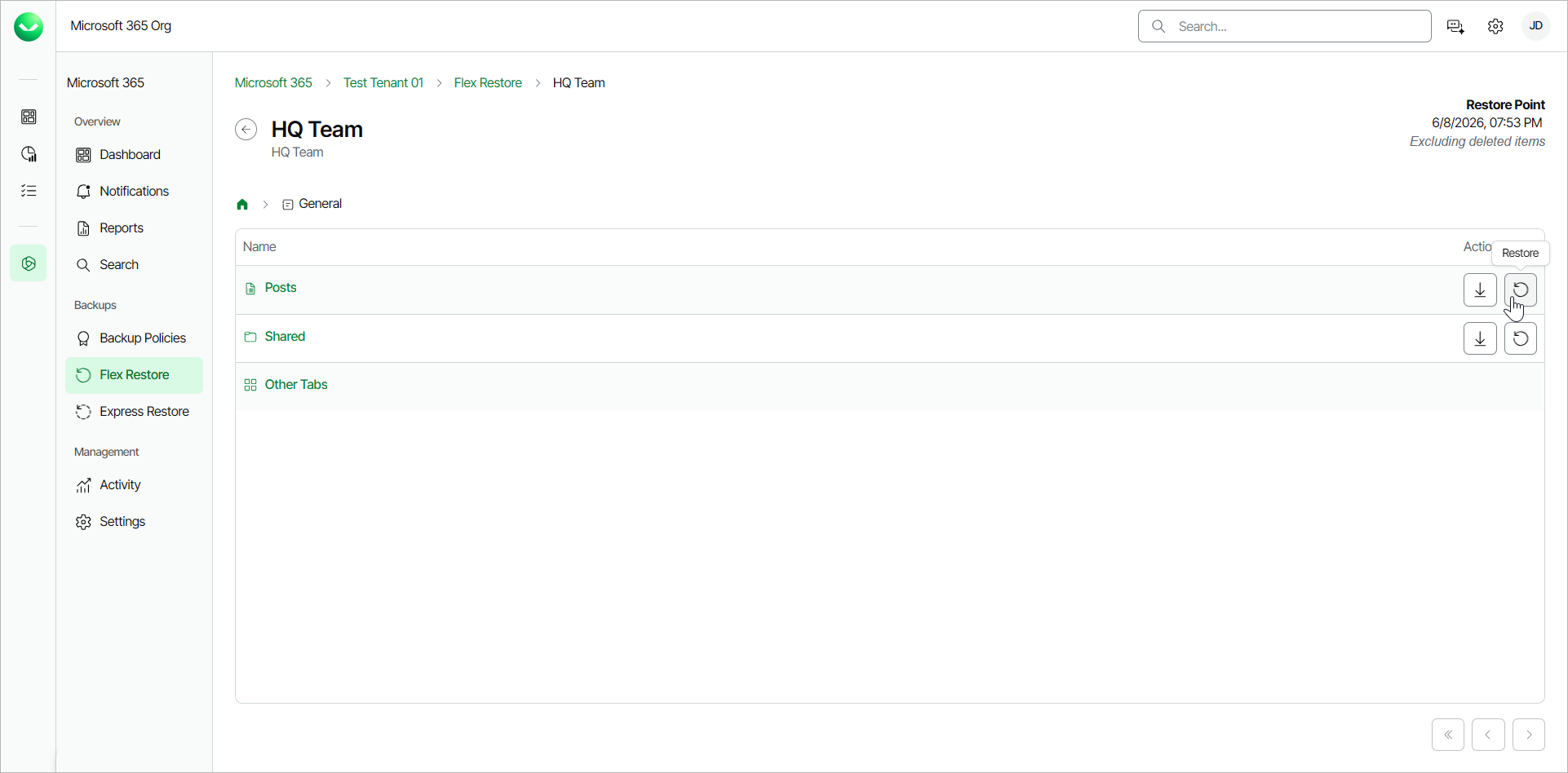 Restoring Teams Posts