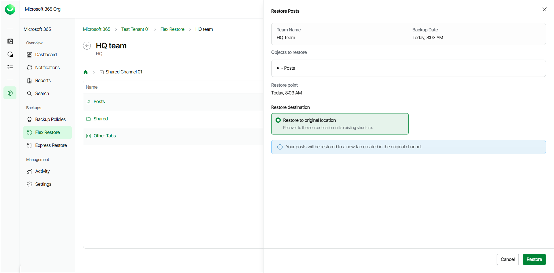Restoring Teams Posts