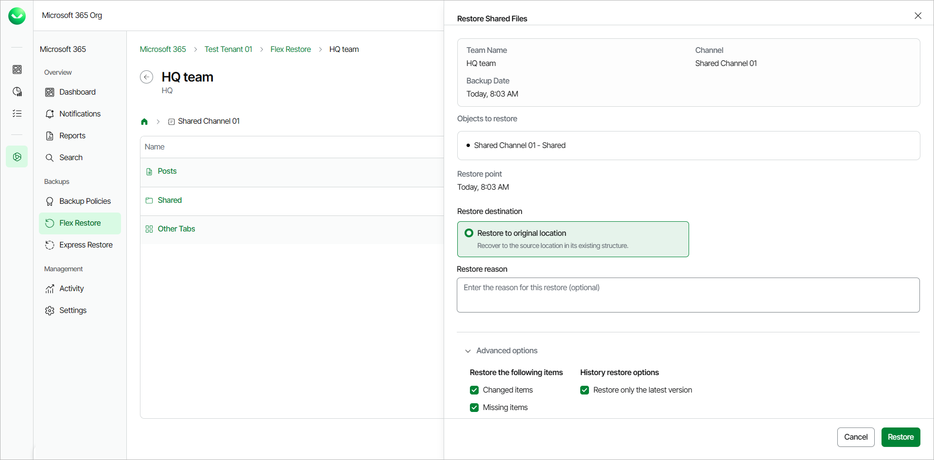 Restoring Teams Shared Files