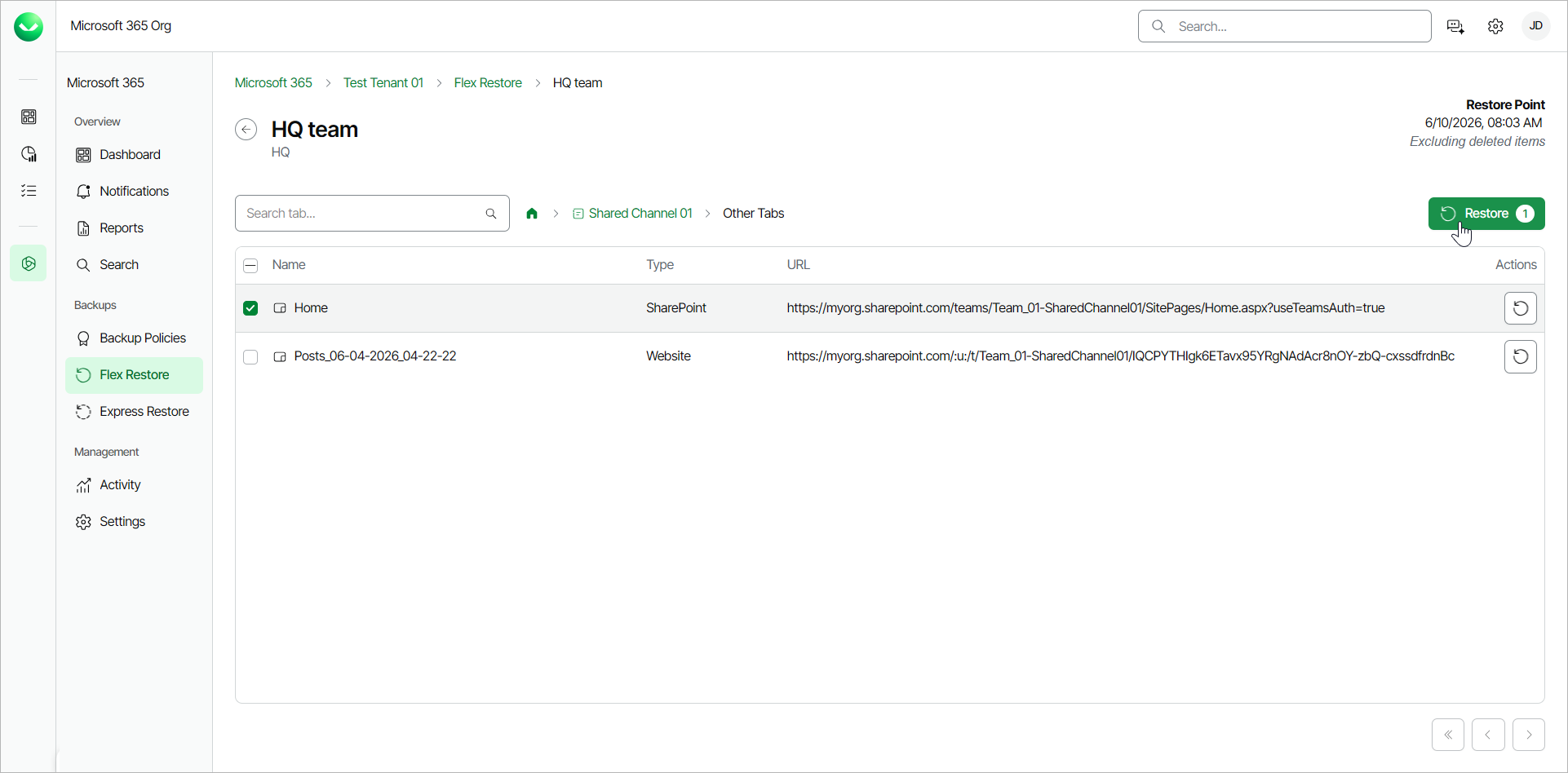 Restoring Teams Tabs