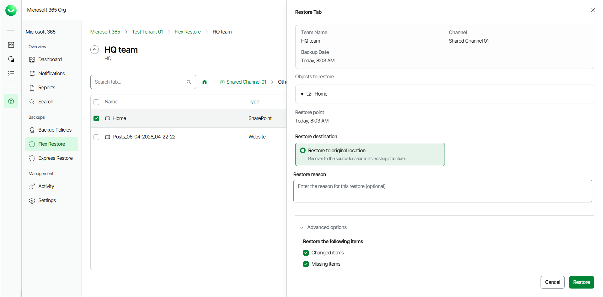 Restoring Teams Tabs