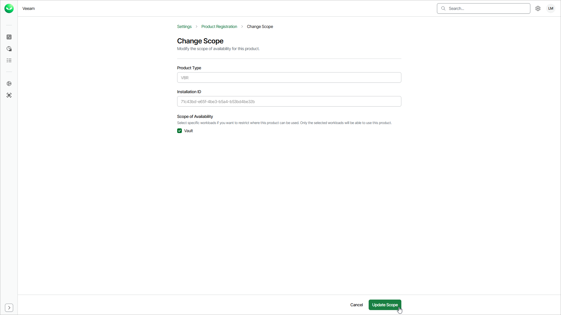 Editing Product Scope