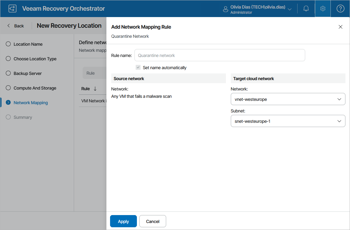 Adding Recovery Location