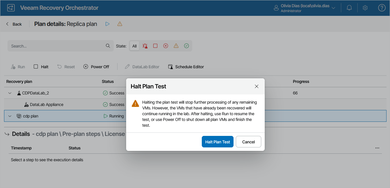 Halting Plan Testing