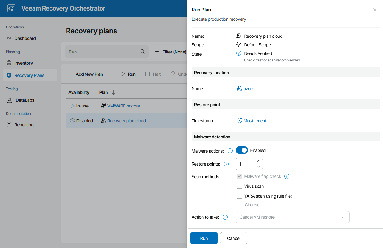 Running Cloud Restore