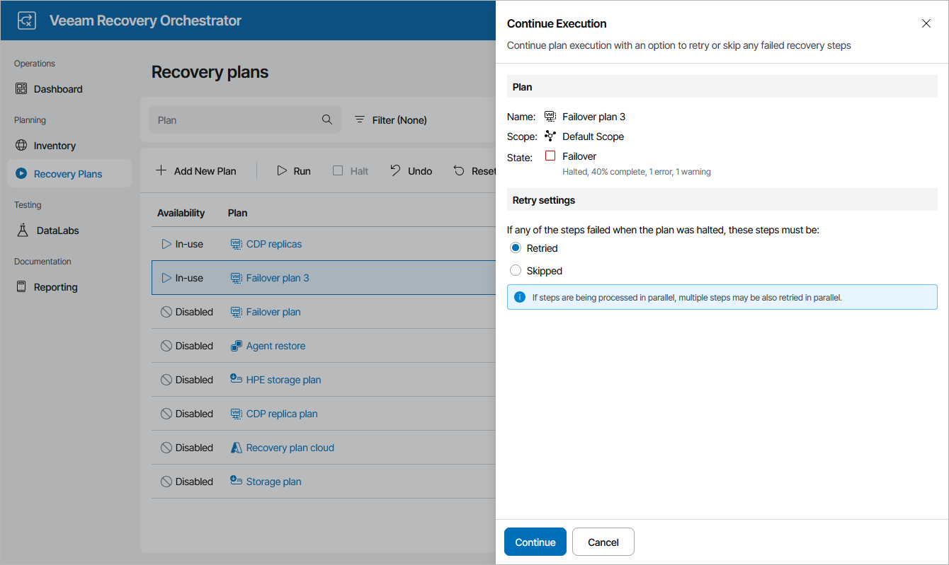 Running Halted Cloud Plan