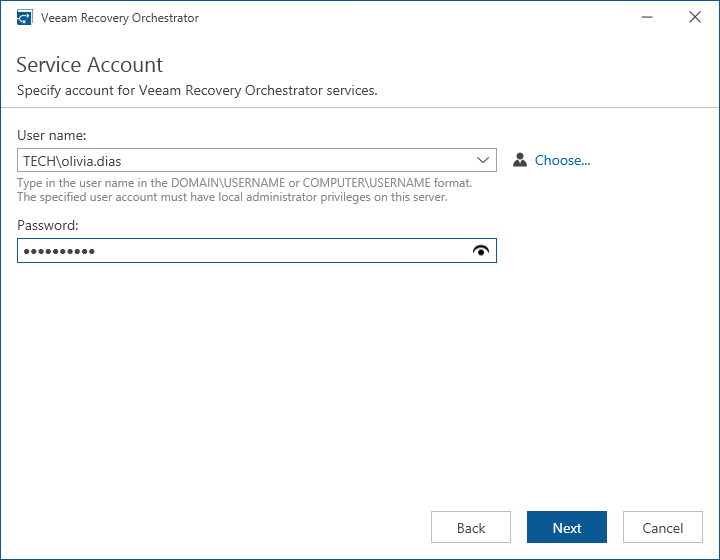 Step 6. Specify Service Account Credentials