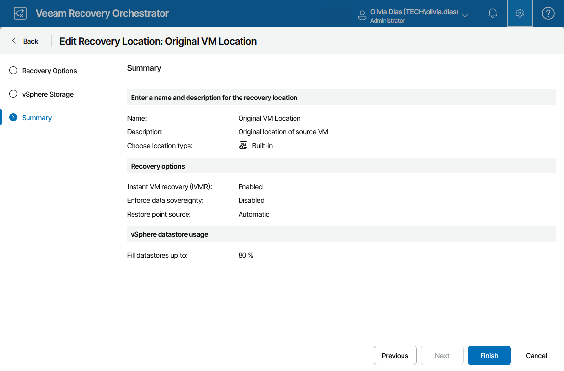 Editing Original Recovery Location