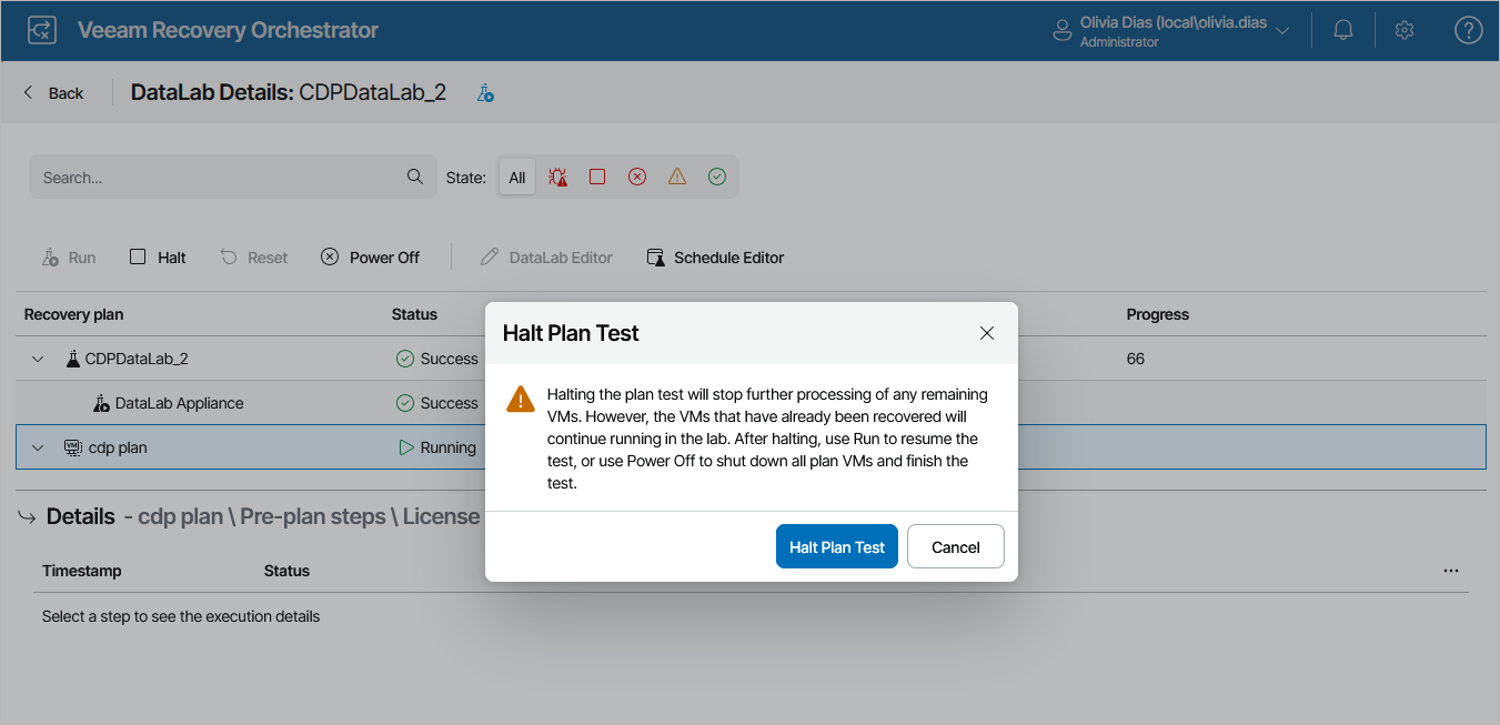 Halting Plan Testing