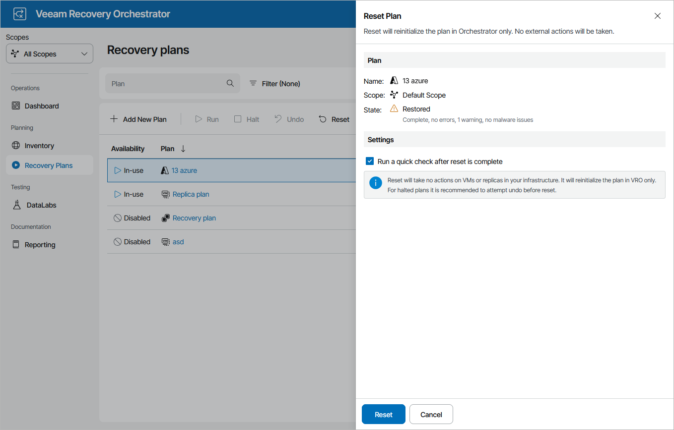 Resetting Cloud Plan
