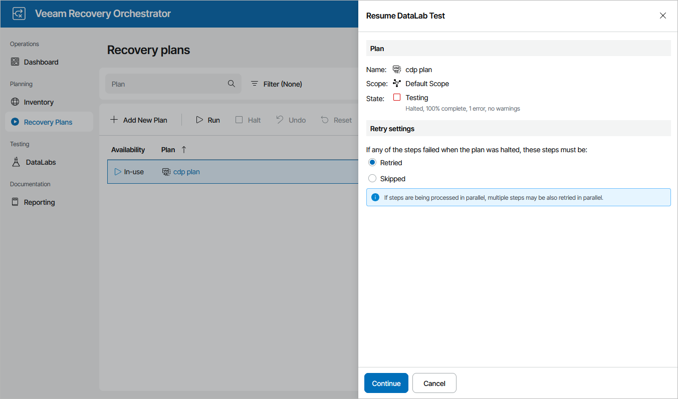 Running Halted Storage Plan
