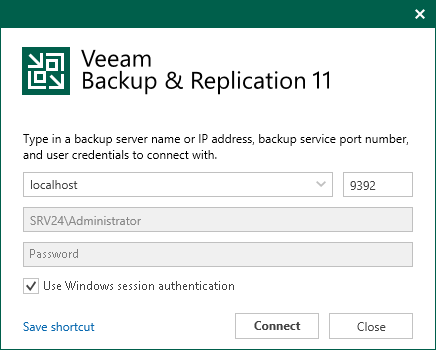 Veeam Backup & Replicationへのログオン
