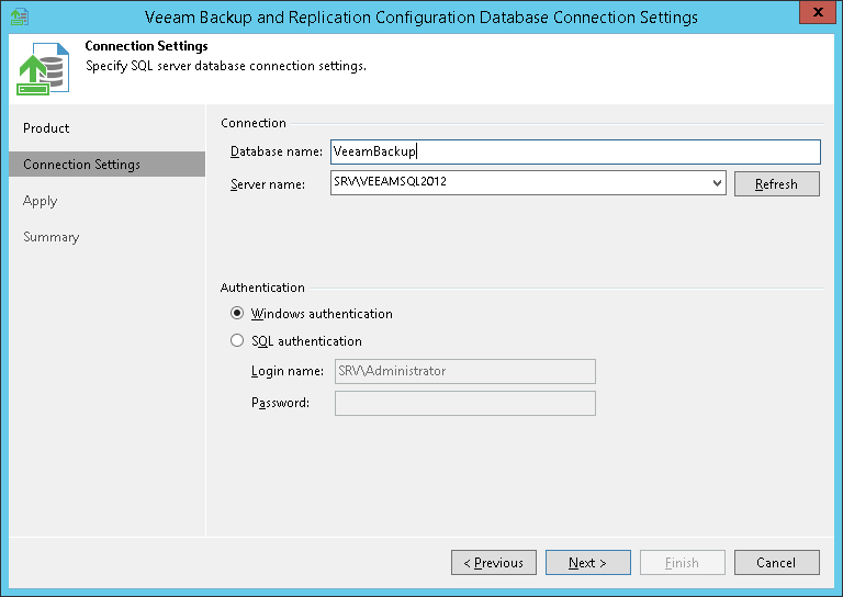 構成データベースの別のSQL Serverへの移行
