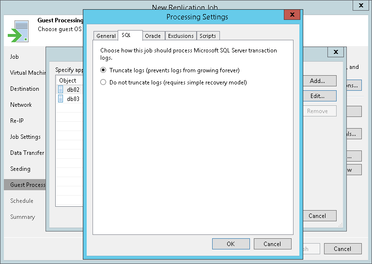 トランザクションログの処理：Microsoft SQL Server