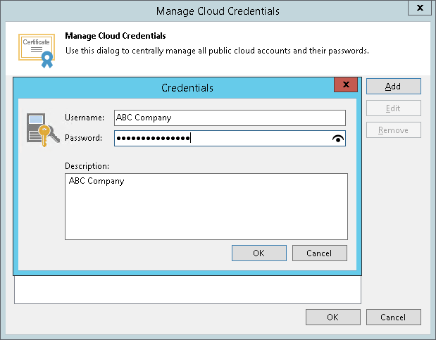 Veeam Cloud Connectアカウント