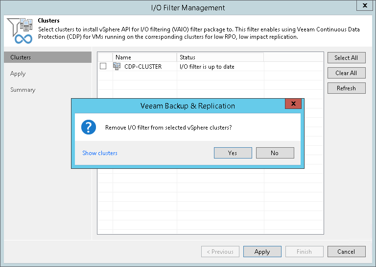 I/Oフィルタのアップグレードとアンインストール