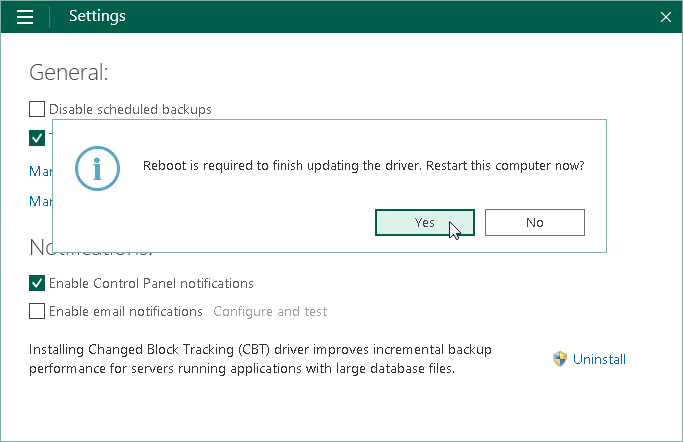 Veeam CBTドライバの削除