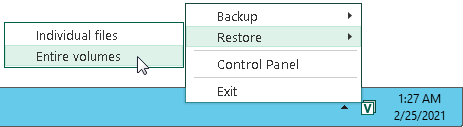 ステップ1： Volume Level Restoreウィザードの起動